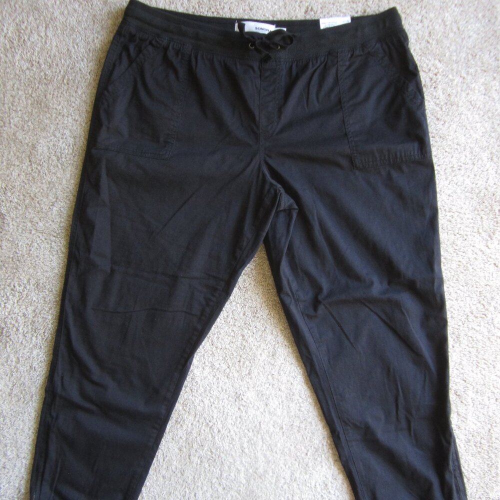 Sonoma women's XXL Black Jogger Pants Mid Rise Zip Ankle Drawstring